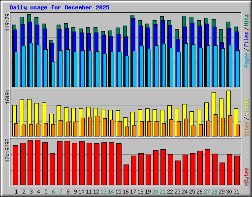 Daily usage for December 2025
