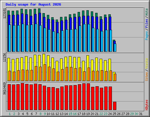 Daily usage for August 2026