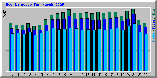 Hourly usage for March 2025